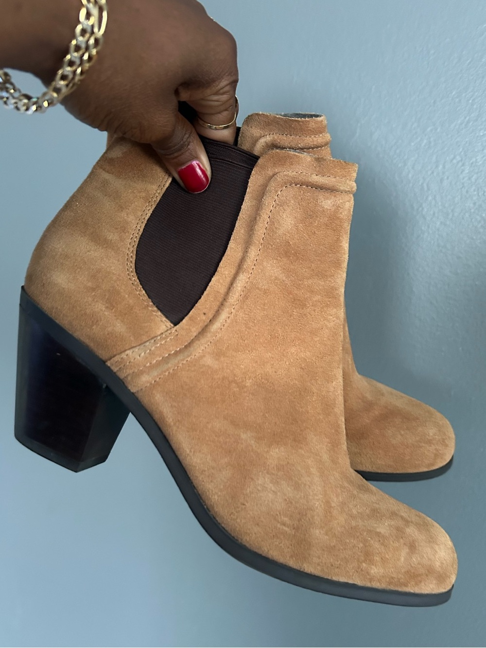 Sam Edelman Tan Suede Chelsea Ankle Boots – Women's Size 8